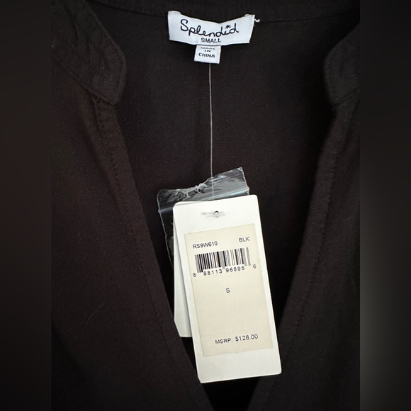 NWT Splendid Hi-Low Surplice Blouse Black - Picture 14 of 16